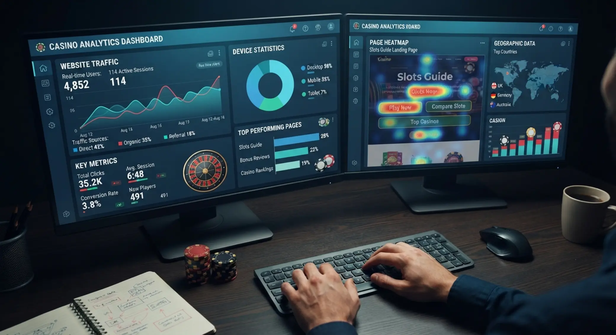 Analitikai statisztikák online kaszinó oldalon