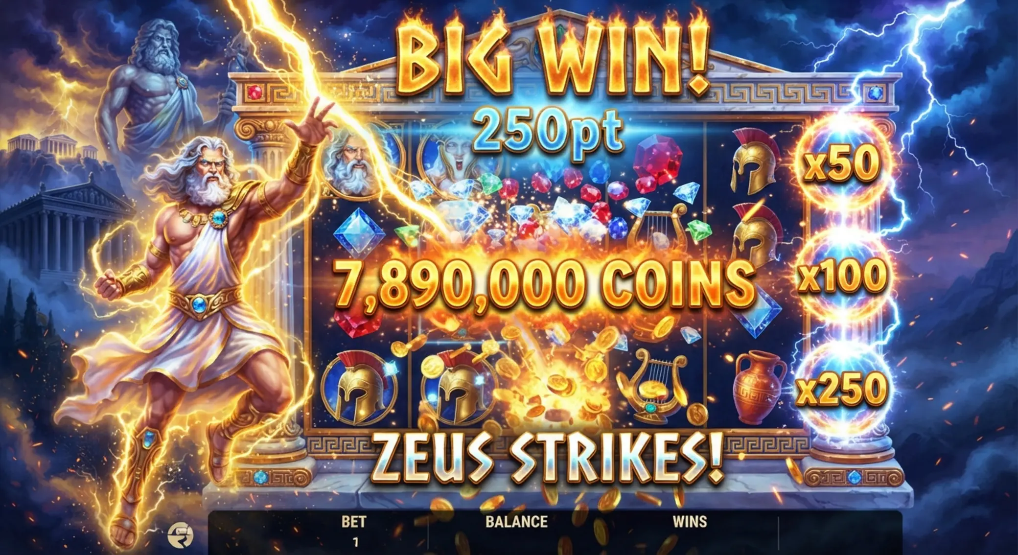 Bónuszkör és multiplikátorok villámokkal a Gates of Olympus 1000-ben