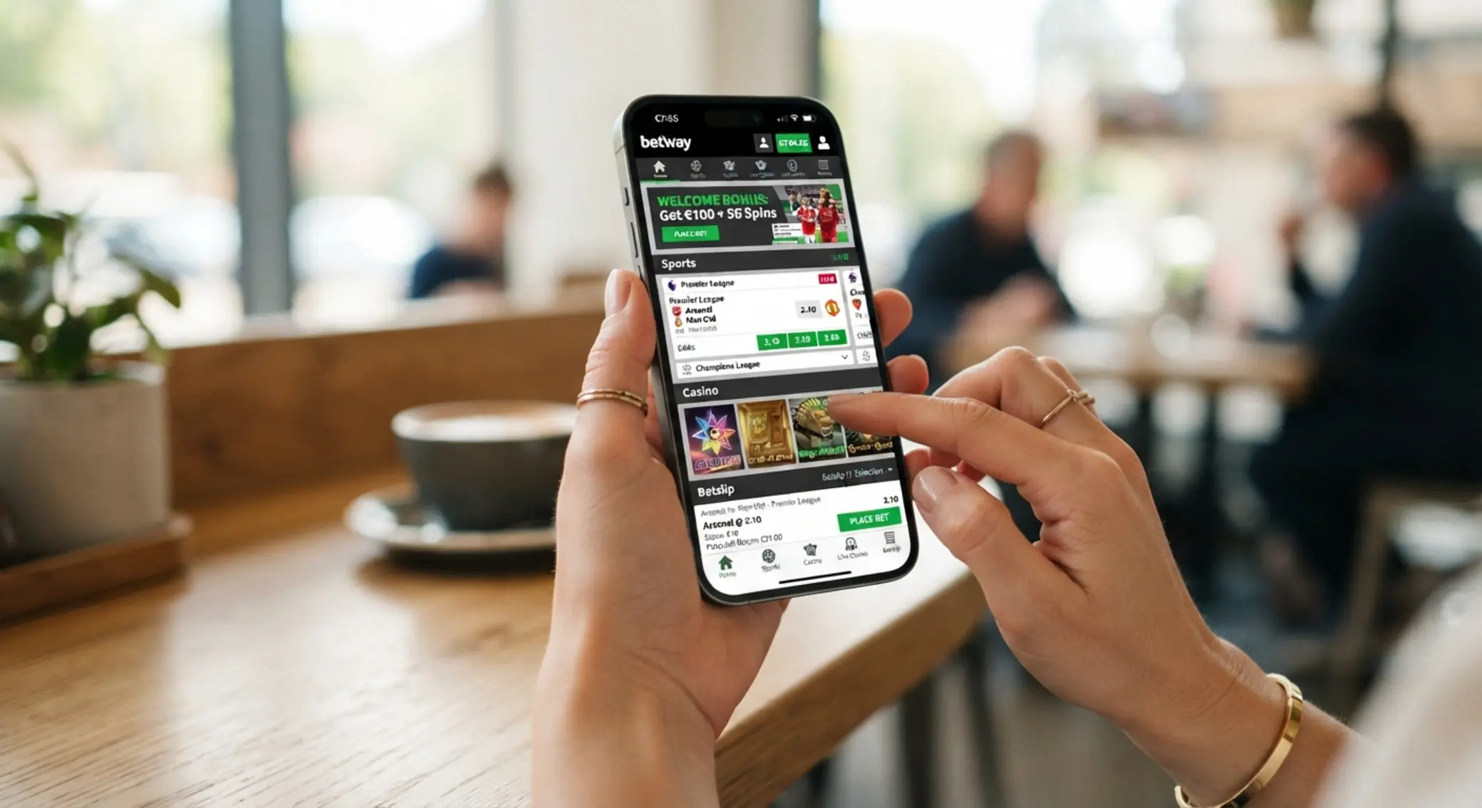 Mobilos fogadási felület bónusz jelöléssel